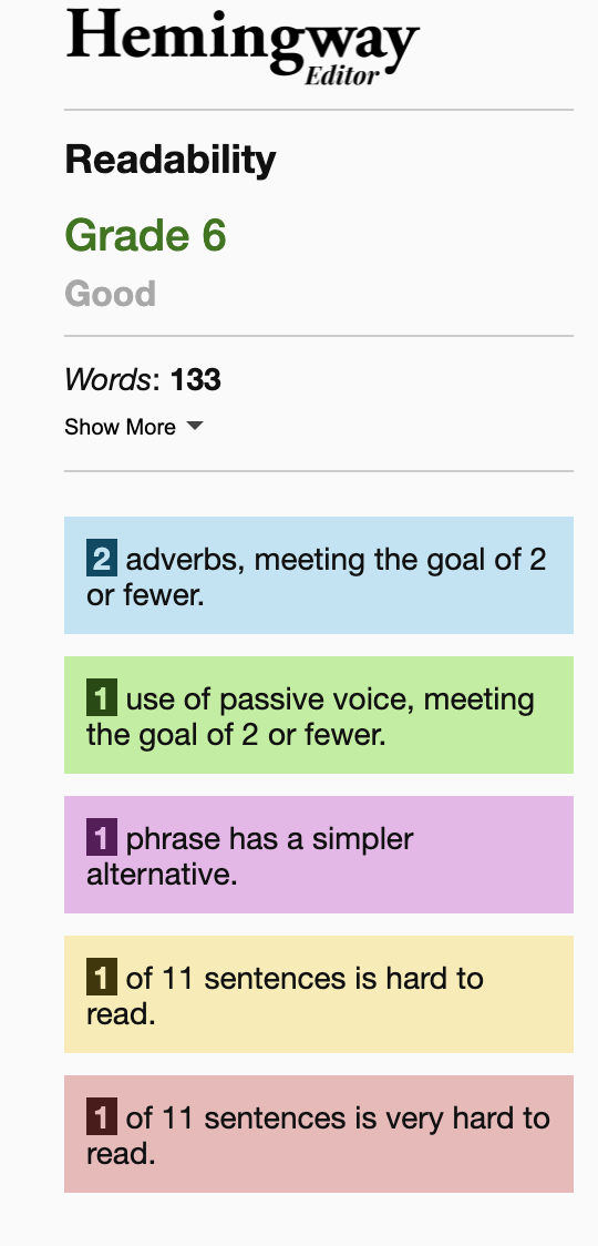 Check Readability with Hemingway Editor