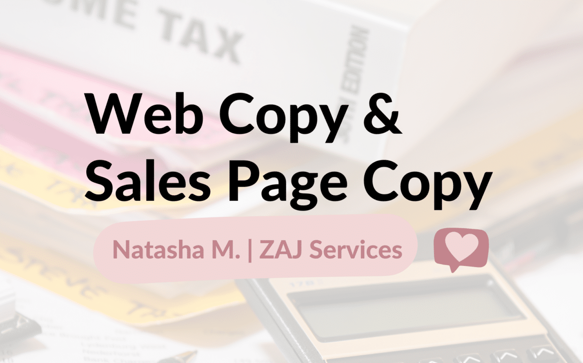 Web Copy & Sales Page Copy Natasha M. Zaj Services