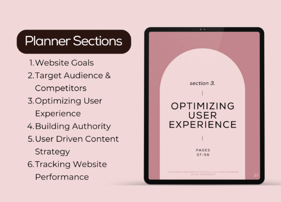 Search Engine Success Website Planner planner sections